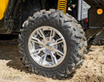 26-inch Maxxis Bighorn 2.0 tires on 14-inch Cast Aluminum Wheels