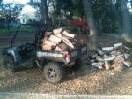Hauling oak firewood with a John Deere Gator XUV 825i 