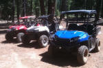Polaris RANGER EV, RZR S and RZR in the Plumas National Forest