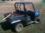 Hauling dirt with our Polaris Ranger EV