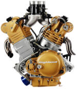 ATK Engine 950 cc, four-stroke DOHC, liquid-cooled, 60-degree V-twin, 4 valves per cylinder, 11,5:1 compression