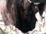 Large hollow area within oak tree