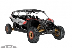 2019 Maverick X3 MAX X rs TURBO R Gold, Can-Am Red _ Hyper Silver_3-4 front