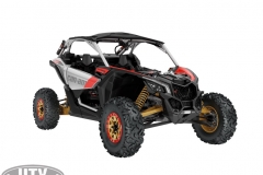 2019 Maverick X3 X rs TURBO R Gold, Can-Am Red _ Hyper Silver_3-4 front
